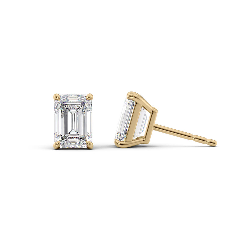 Basket Stud Earrings Set With Emerald Lab Diamonds