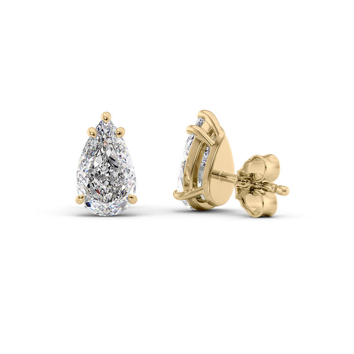 Basket Stud Earrings Set With Pear Lab Diamonds