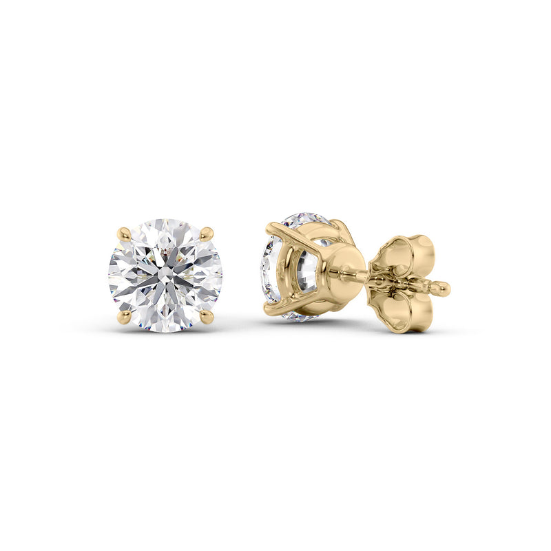 Basket Stud Earrings Set With Round Lab Diamonds