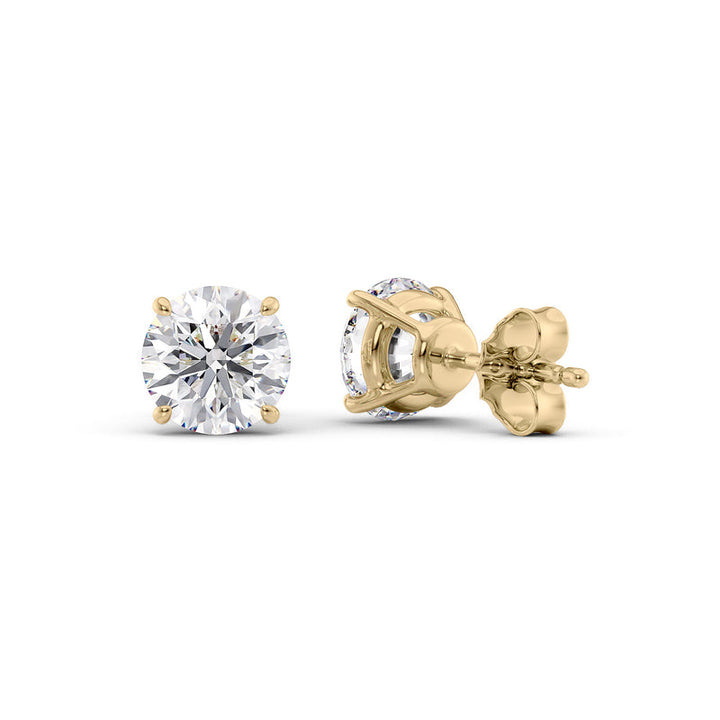 Basket Stud Earrings Set With Round Lab Diamonds