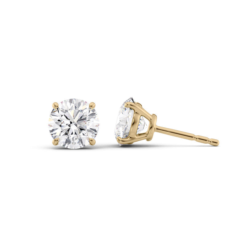 Basket Stud Earrings Set With Round Lab Diamonds