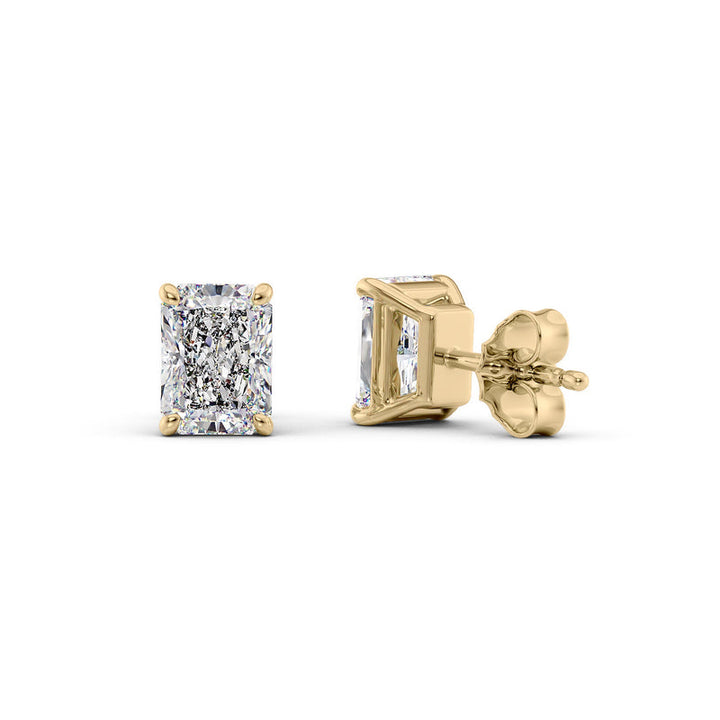 Basket Stud Earrings Set With Radiant Lab Diamonds
