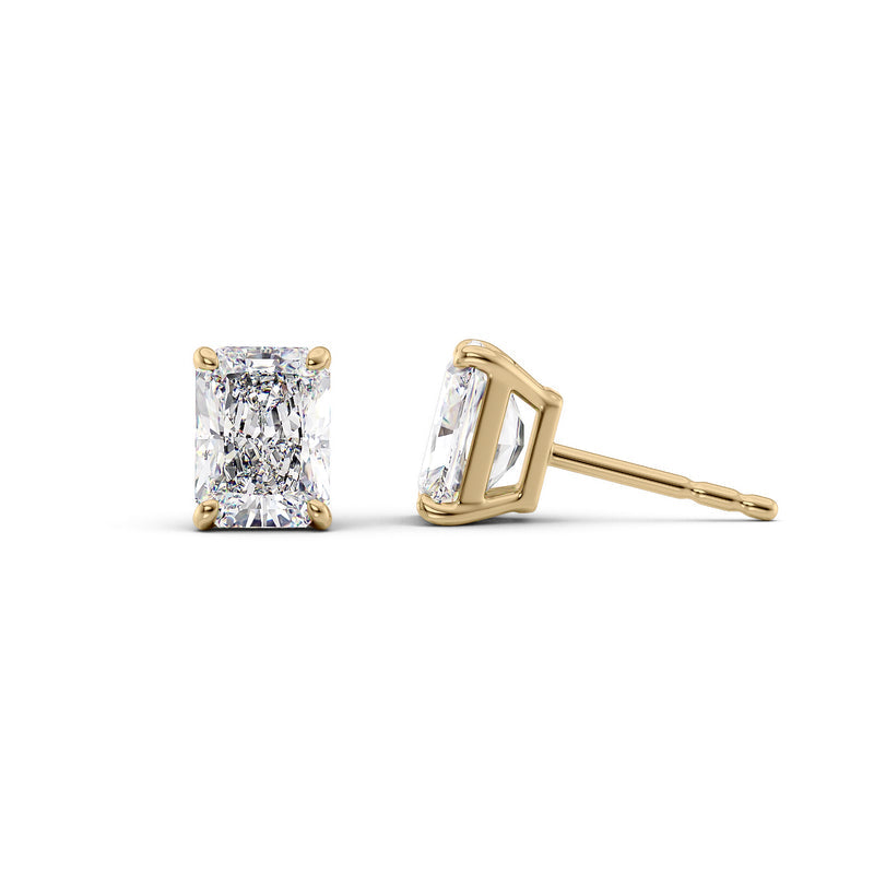 Basket Stud Earrings Set With Radiant Lab Diamonds