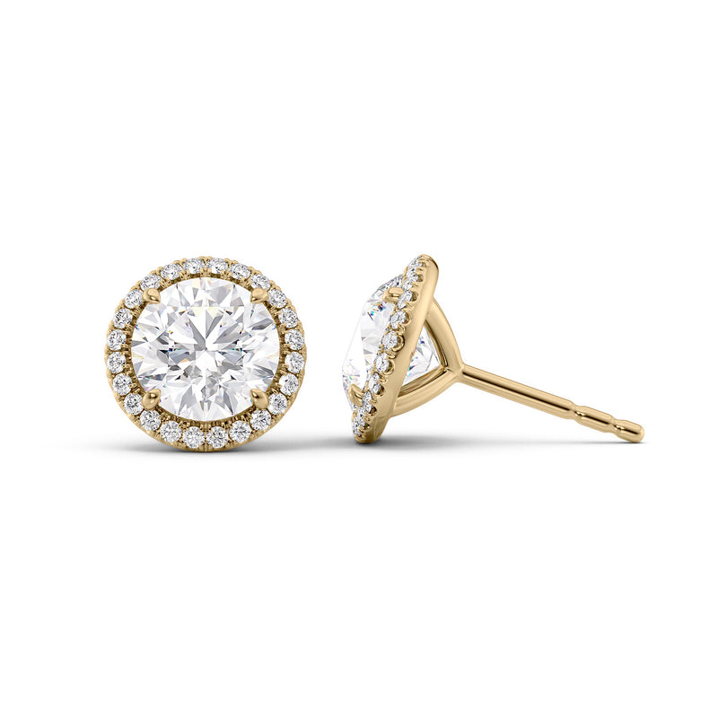 Halo Stud Earrings Set With Round Lab Diamonds