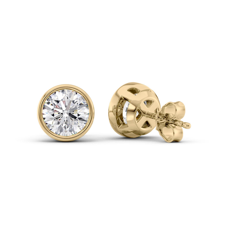 Bezel Stud Earrings Set With Round Lab Diamonds