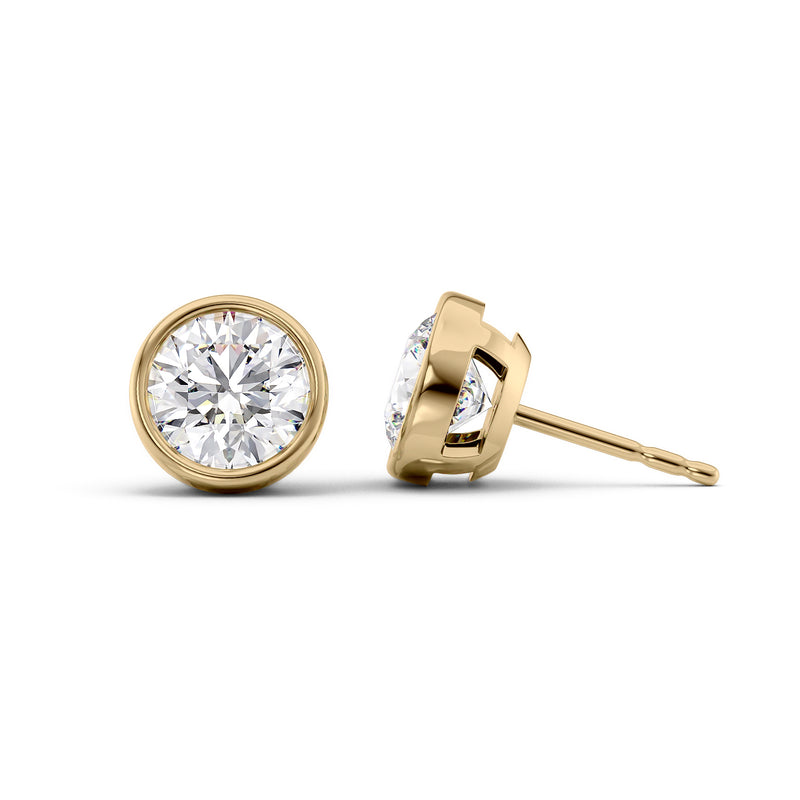 Bezel Stud Earrings Set With Round Lab Diamonds