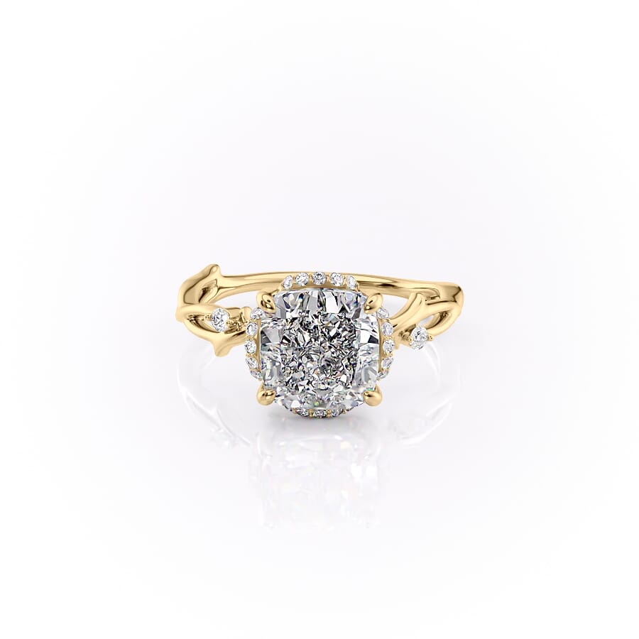 The Halo Twig Set With A 2 Carat Cushion Lab Diamond