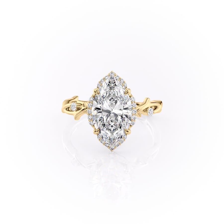 The Halo Twig Set With A 2 Carat Marquise Lab Diamond