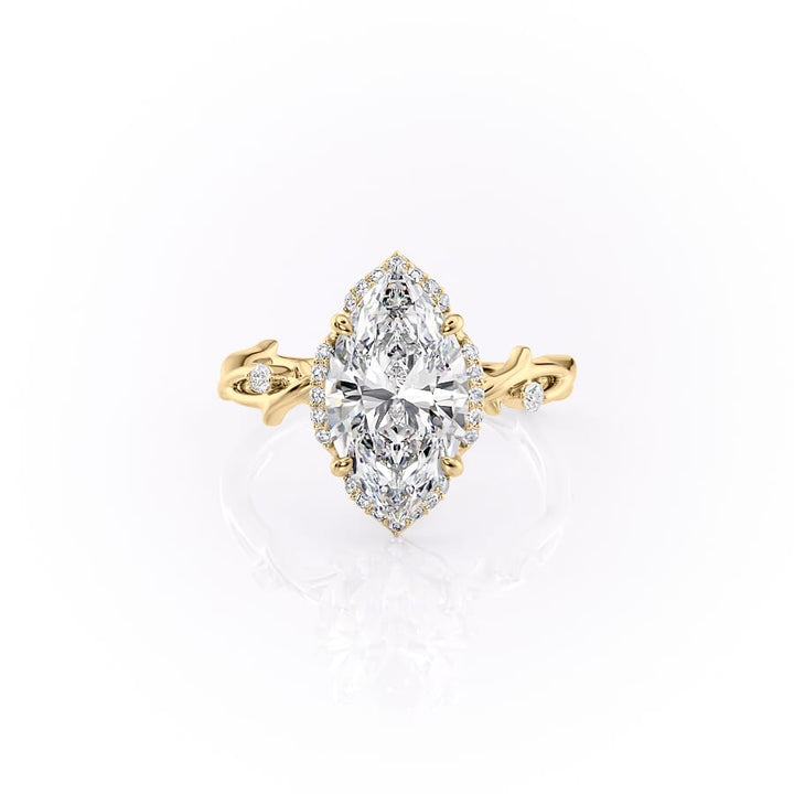 The Halo Twig Set With A 2 Carat Marquise Lab Diamond