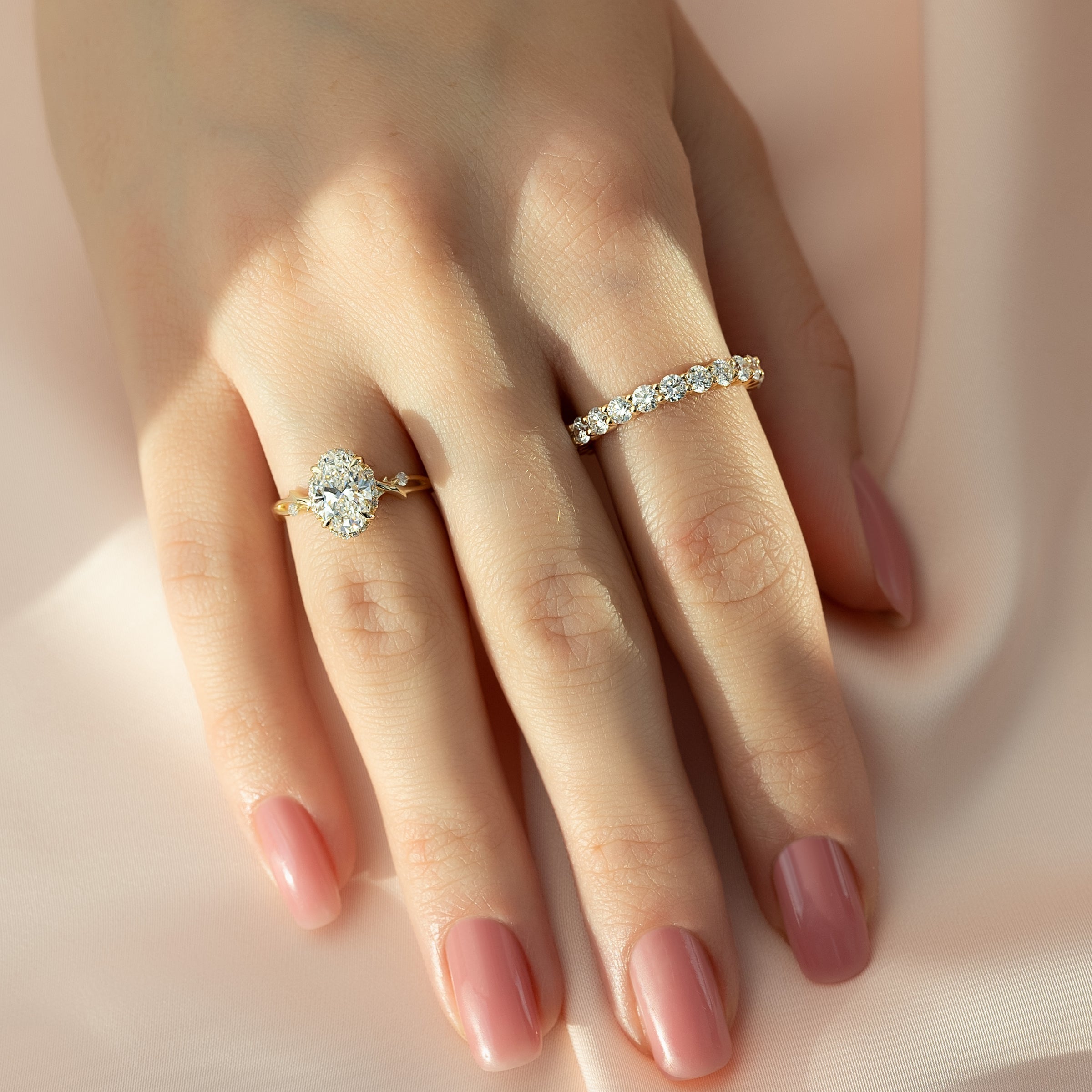 The Halo Twig Set With A 2 Carat Oval Lab Diamond