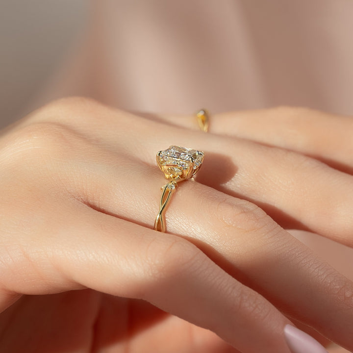 The Halo Twig Set With A 2 Carat Princess Lab Diamond