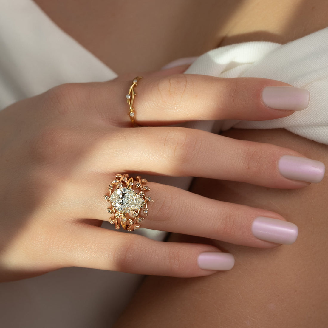 The Halo Twig Set With A 2 Carat Pear Lab Diamond