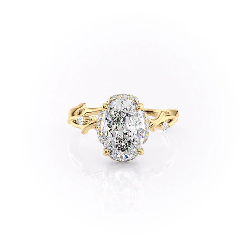 The Halo Twig Set With A 2 Carat Oval Lab Diamond