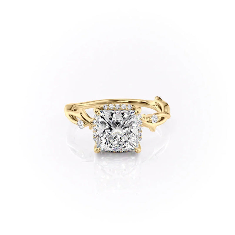 The Halo Twig Set With A 2 Carat Princess Lab Diamond