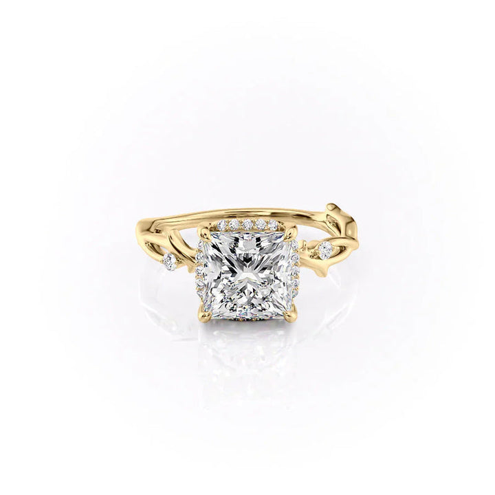 The Halo Twig Set With A 2 Carat Princess Lab Diamond