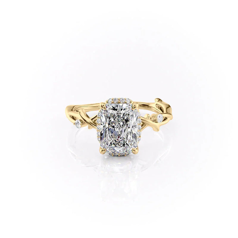 The Halo Twig Set With A 2 Carat Radiant Lab Diamond