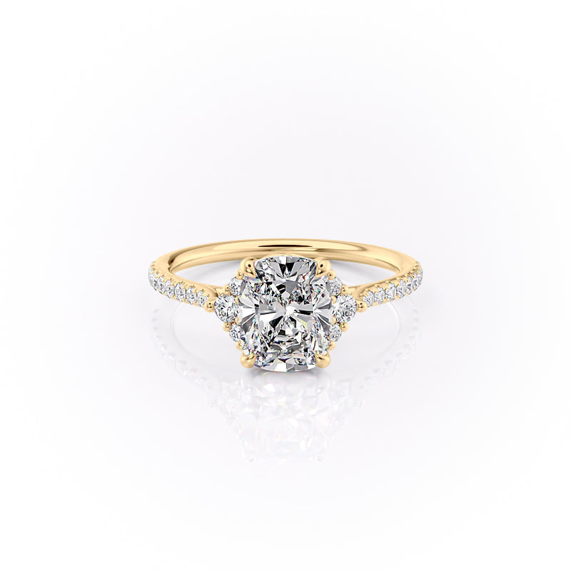 The Pave Victoria Set With A 2 Carat Elongated Cushion Lab Diamond