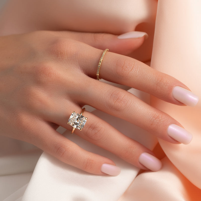 The Sarah Set With A 2 Carat Elongated Cushion Lab Diamond