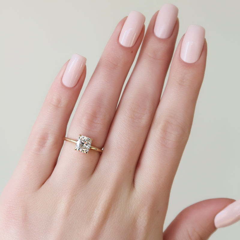 The Sarah Set With A 2 Carat Elongated Cushion Lab Diamond