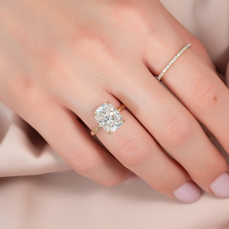 The Sarah Set With A 2 Carat Elongated Cushion Lab Diamond