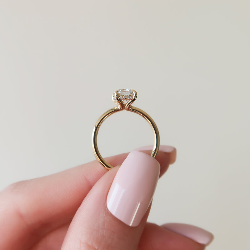 The Sarah Set With A 2 Carat Elongated Cushion Lab Diamond