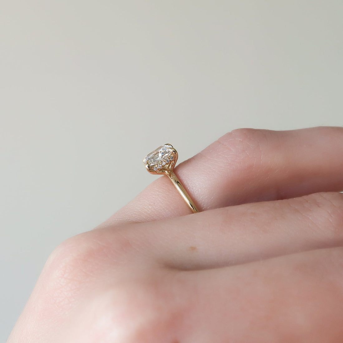 The Sarah Set With A 2 Carat Elongated Cushion Lab Diamond