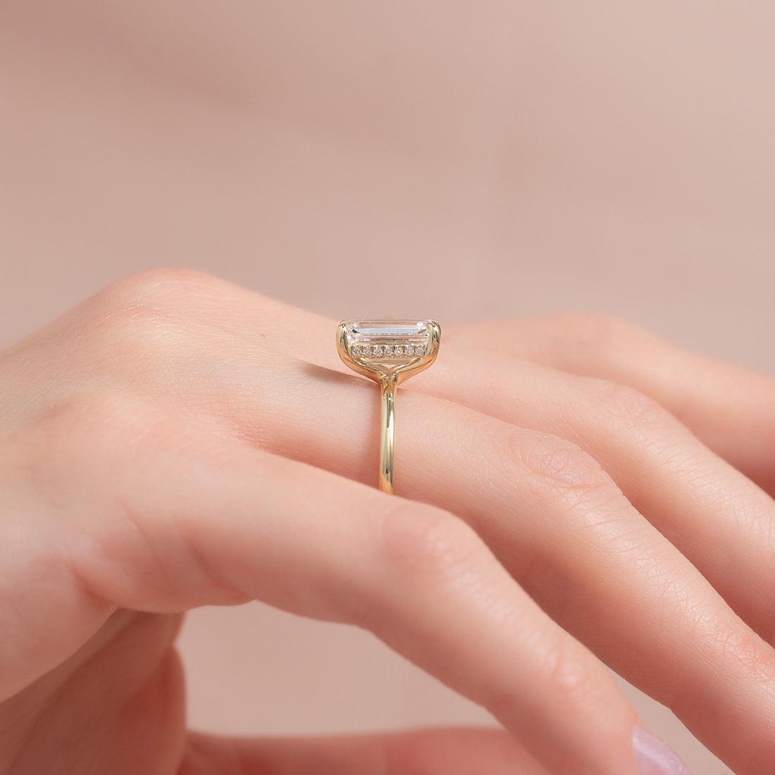 The Sarah Set With A 2 Carat Emerald Lab Diamond