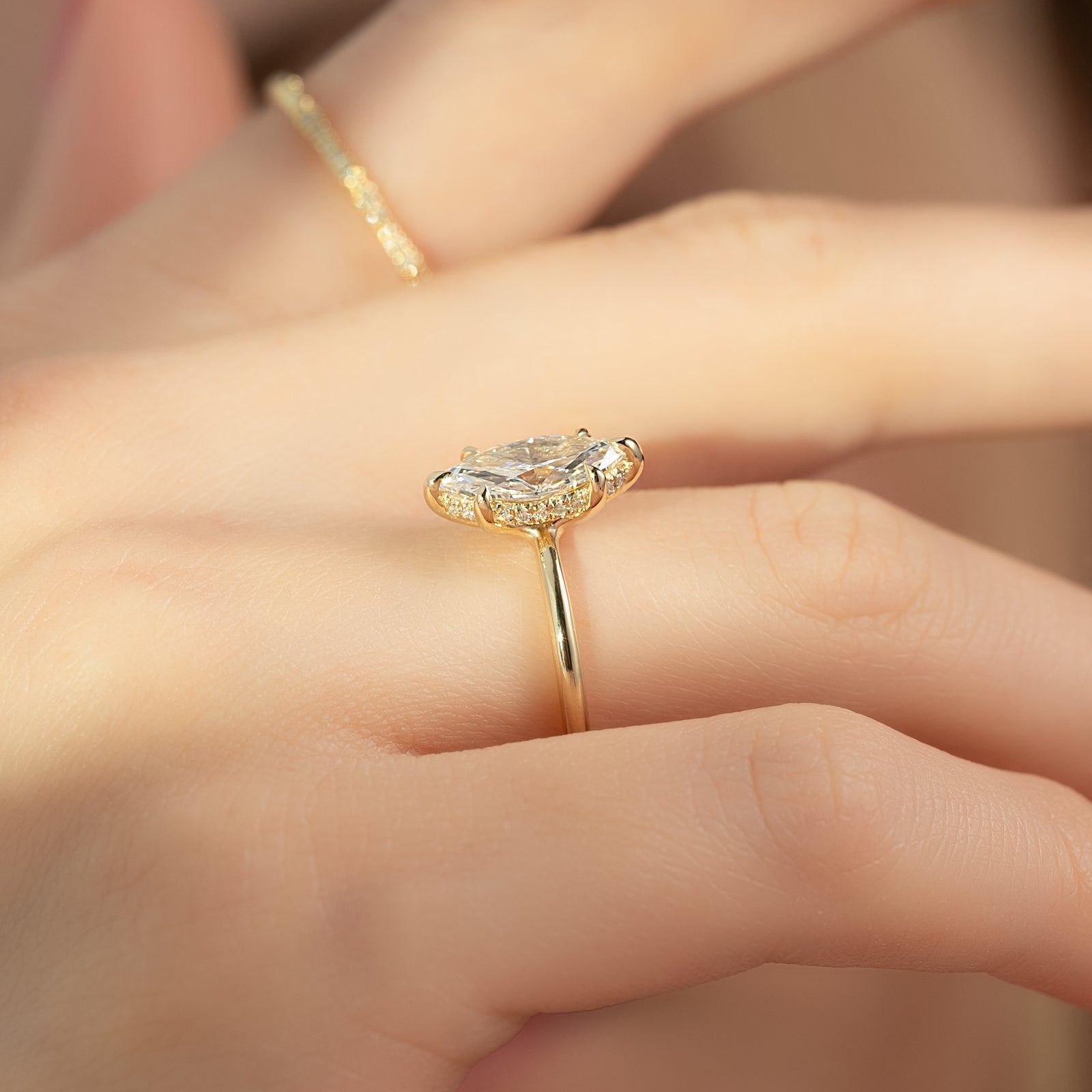 The Sarah Set With A 2 Carat Marquise Lab Diamond