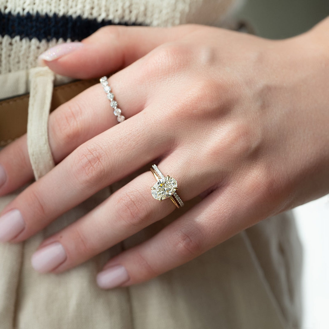 The Sarah Set With A 2 Carat Oval Lab Diamond