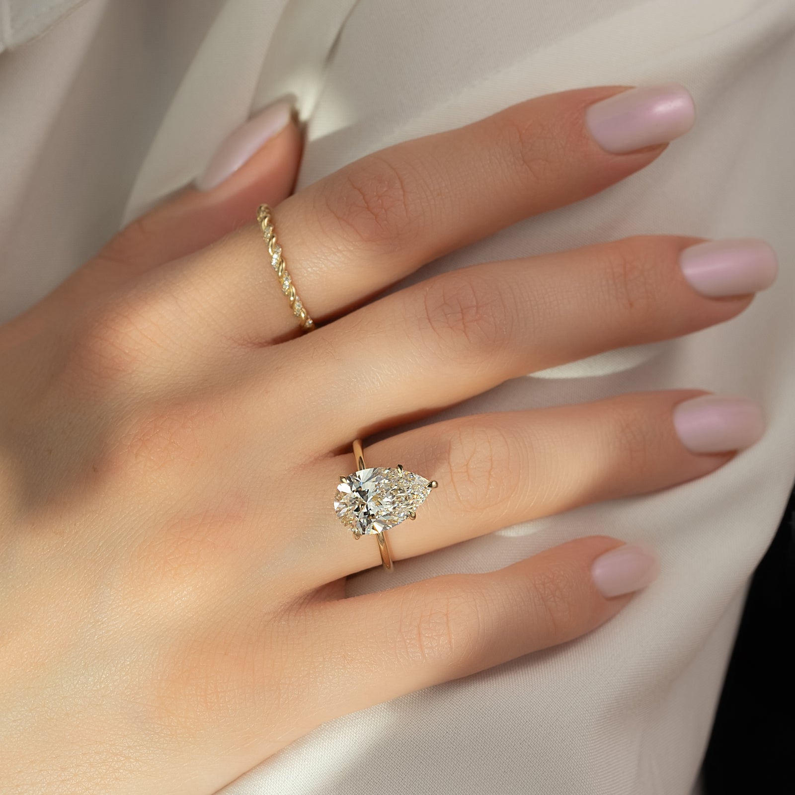 The Sarah Set With A 2 Carat Pear Lab Diamond