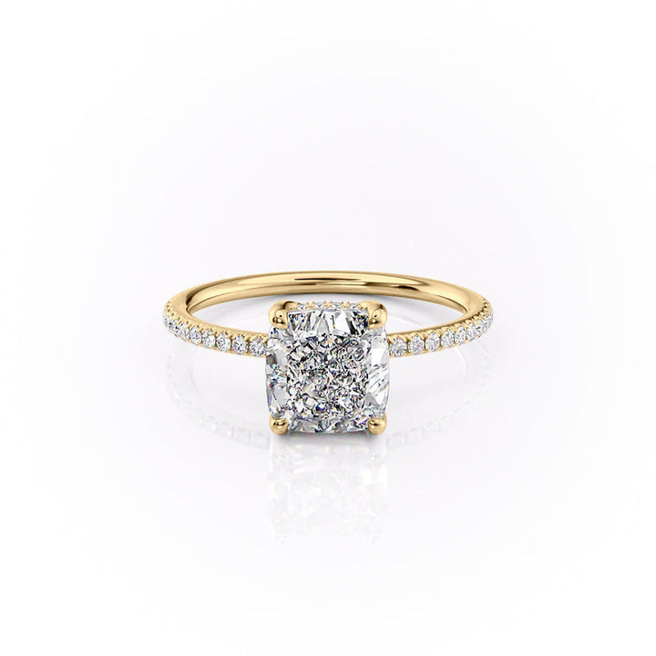 The Pave Sarah Set With A 2 Carat Cushion Lab Diamond