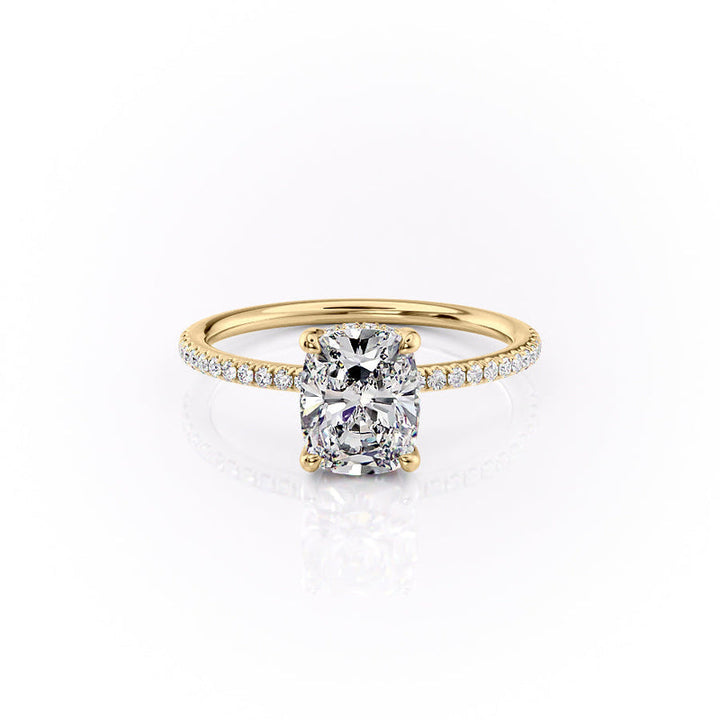 The Pave Sarah Set With A 2 Carat Elongated Cushion Lab Diamond