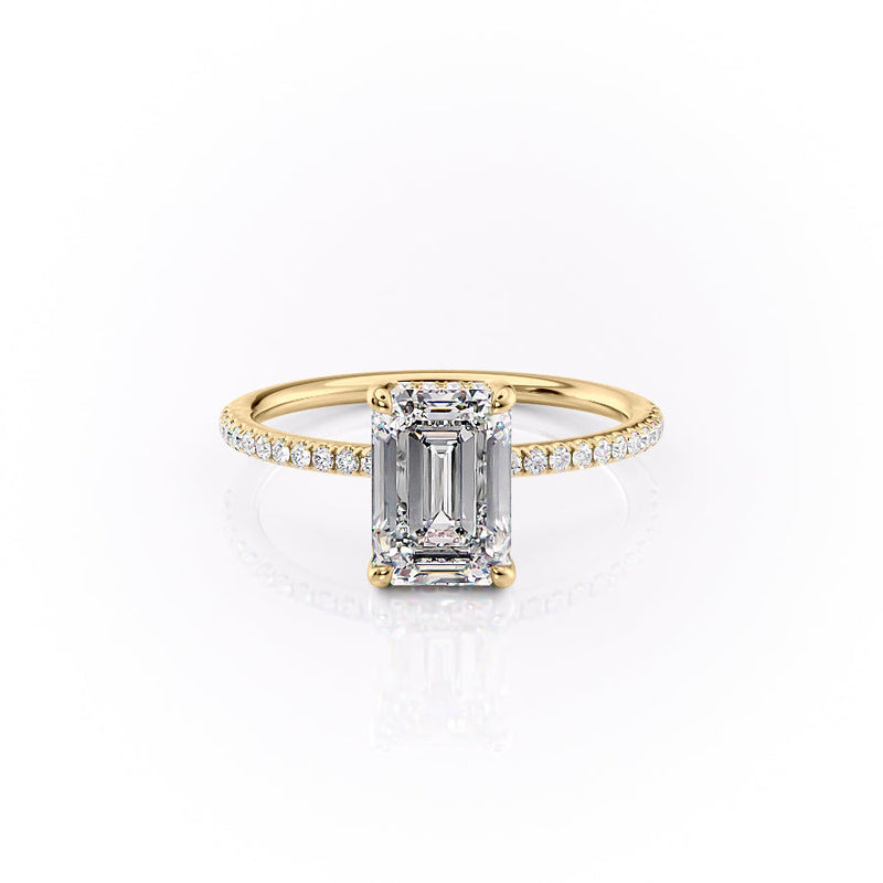 The Pave Sarah Set With A 2 Carat Emerald Lab Diamond