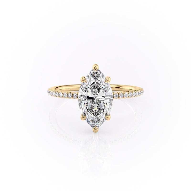 The Pave Sarah Set With A 2 Carat Marquise Lab Diamond