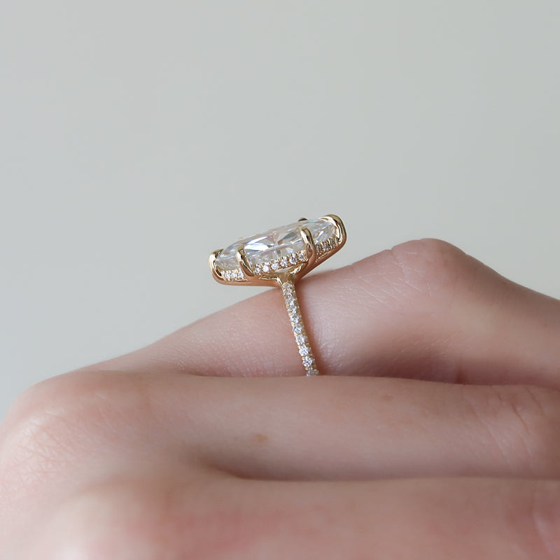 The Pave Sarah Set With A 2 Carat Marquise Lab Diamond