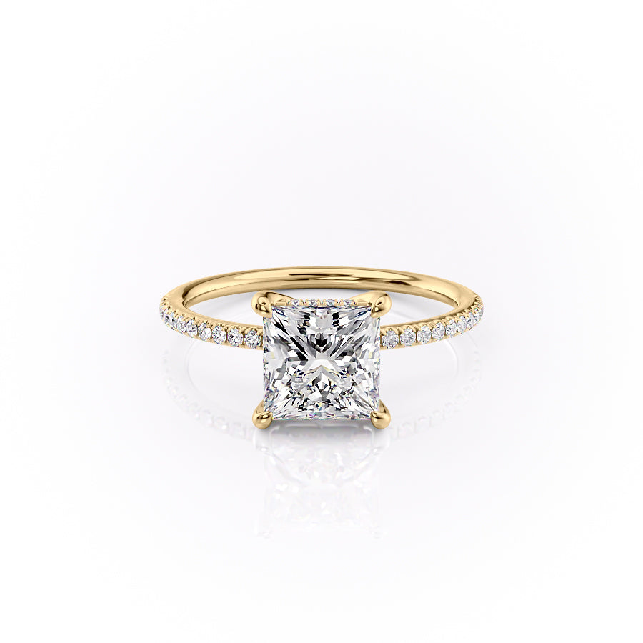 The Pave Sarah Set With A 2 Carat Princess Lab Diamond