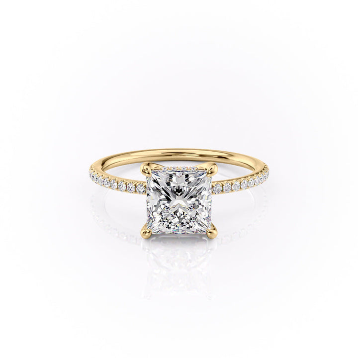The Pave Sarah Set With A 2 Carat Princess Lab Diamond