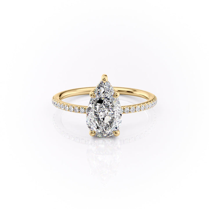 The Pave Sarah Set With A 2 Carat Pear Lab Diamond