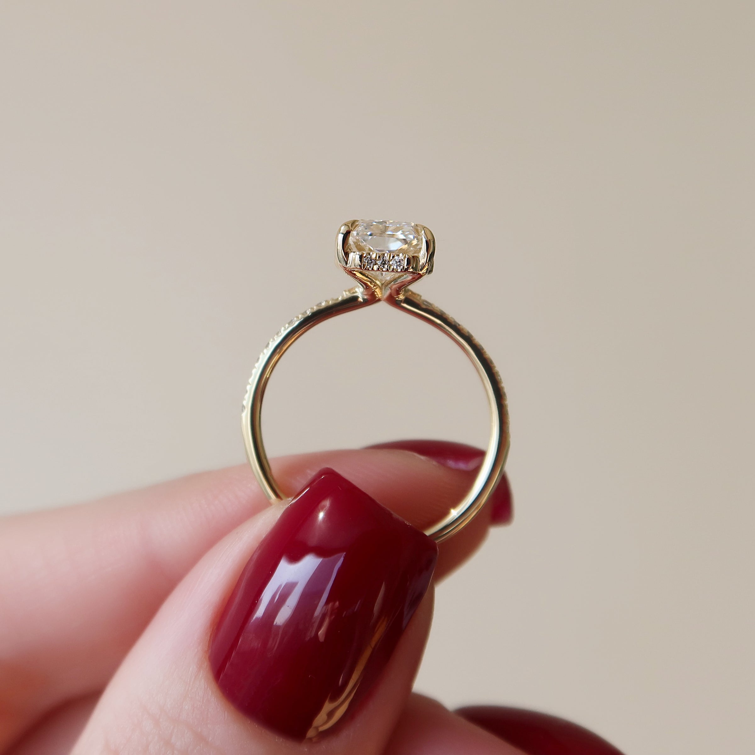 The Pave Sarah Set With A 2 Carat Radiant Lab Diamond