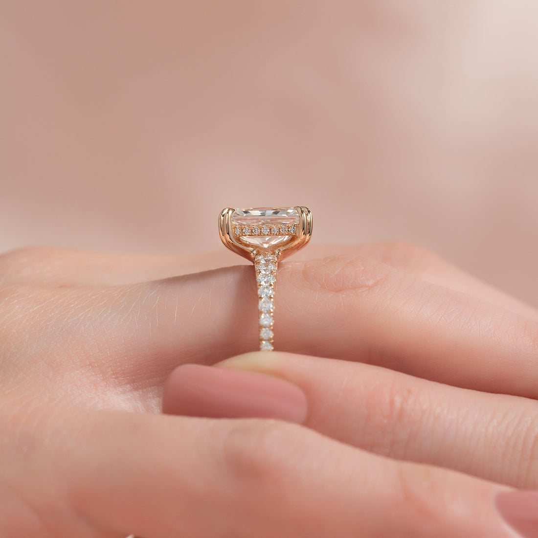 The Pave Sarah Set With A 2 Carat Radiant Lab Diamond