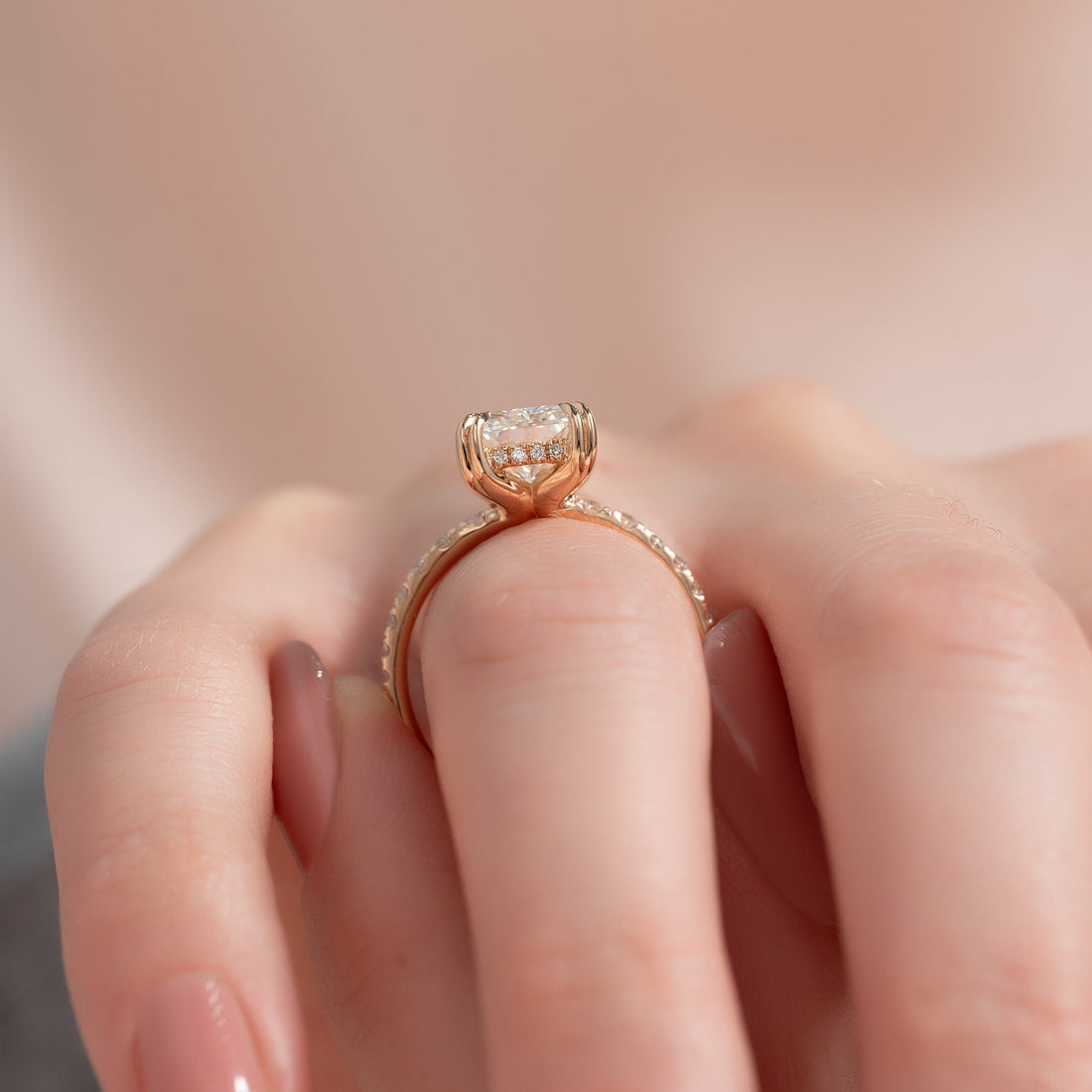The Pave Sarah Set With A 2 Carat Radiant Lab Diamond