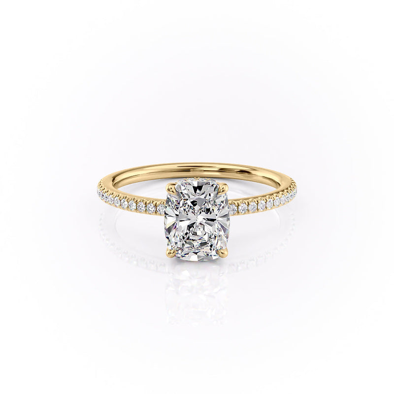 The Pave Margot Set With A 2 Carat Elongated Cushion Lab Diamond