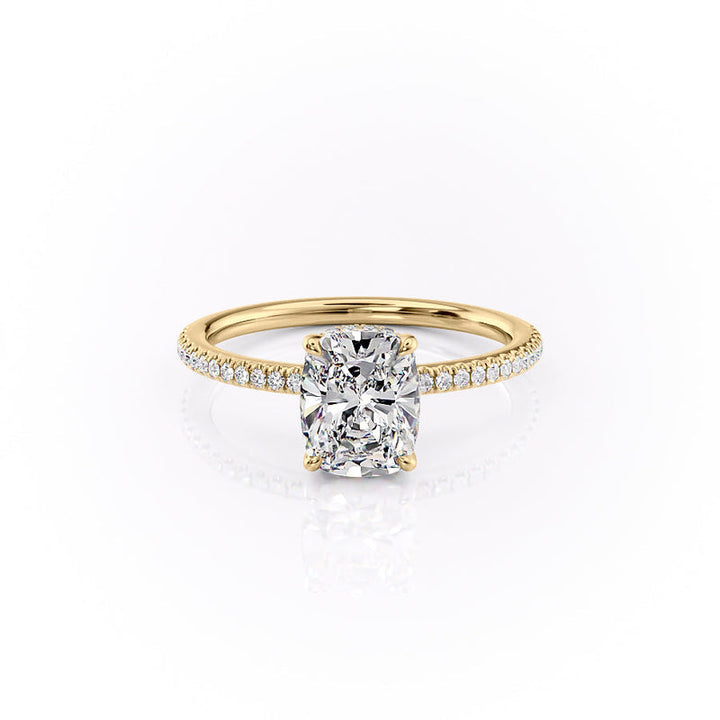 The Pave Margot Set With A 2 Carat Elongated Cushion Lab Diamond