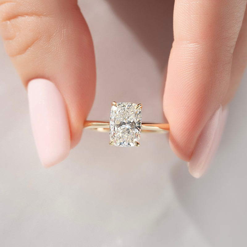 The Katelyn Set With A 2 Carat Elongated Cushion Lab Diamond
