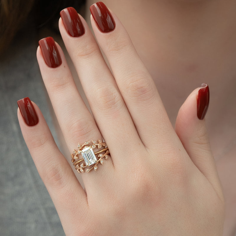 The Katelyn Set With A 2 Carat Emerald Lab Diamond