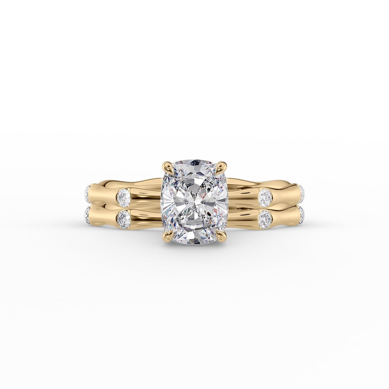 The Samantha Set With A 2 Carat Elongated Cushion Lab Diamond