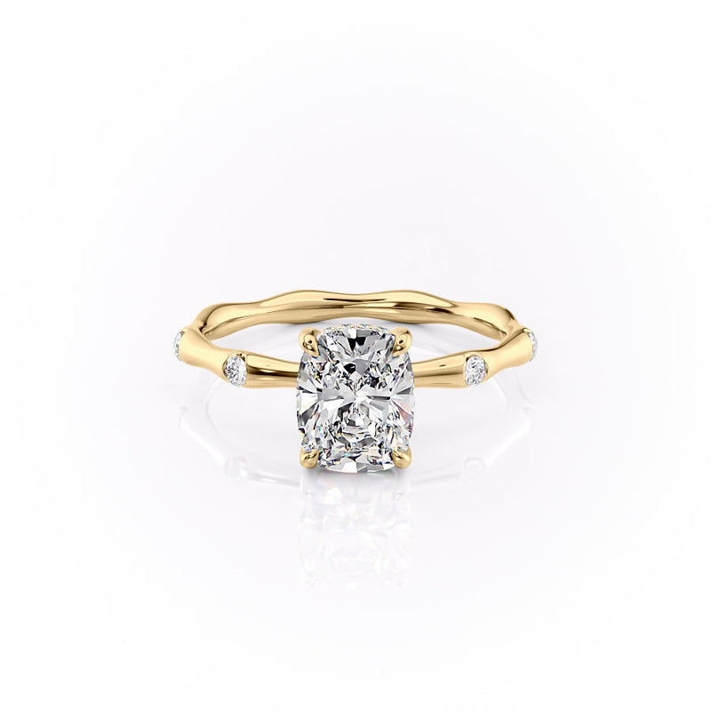The Samantha Set With A 2 Carat Elongated Cushion Lab Diamond