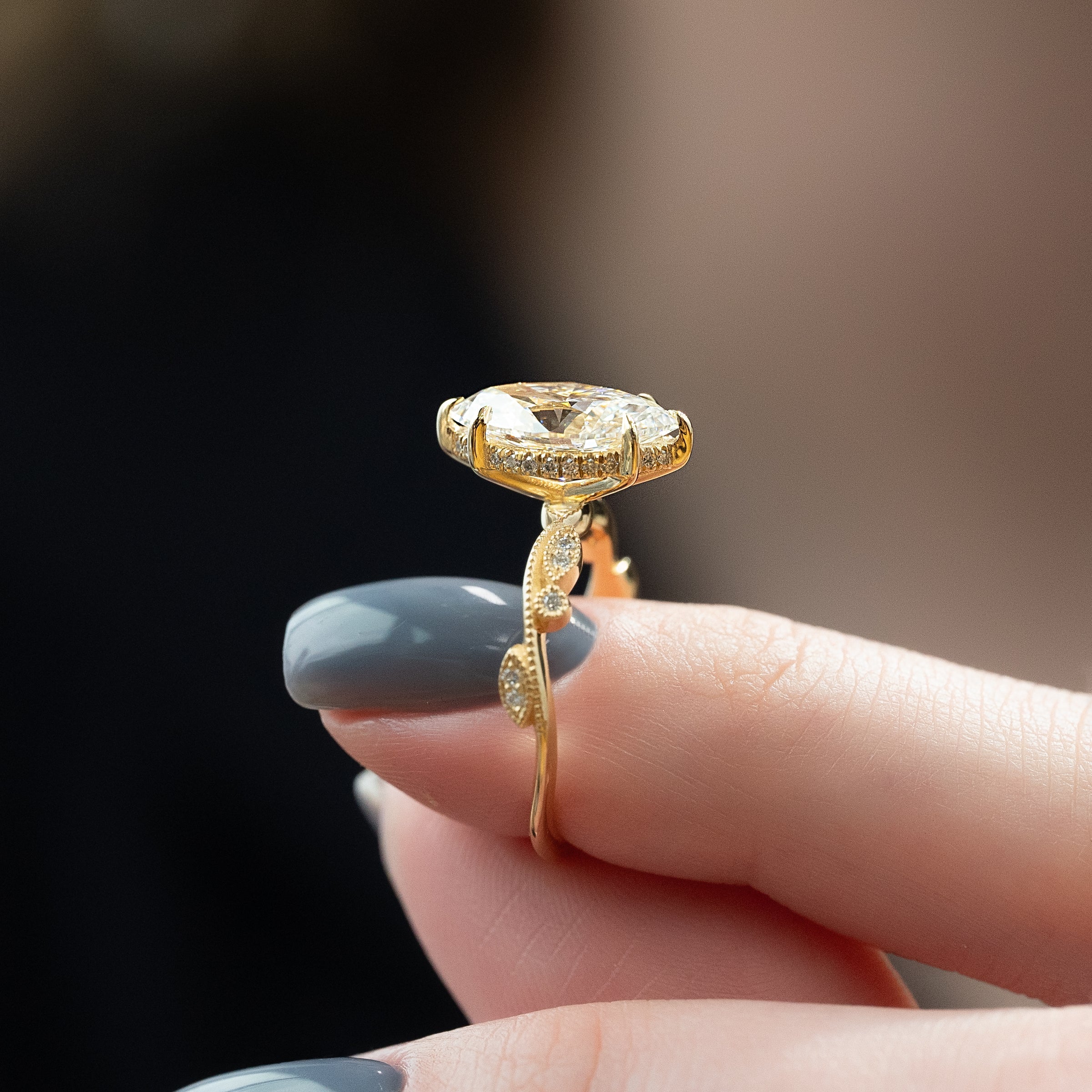 The Robin Set With A 2 Carat Marquise Lab Diamond