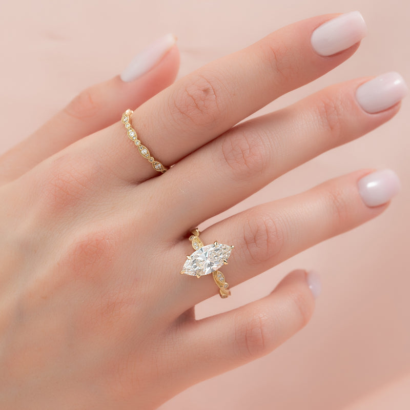 The Robin Set With A 2 Carat Marquise Lab Diamond