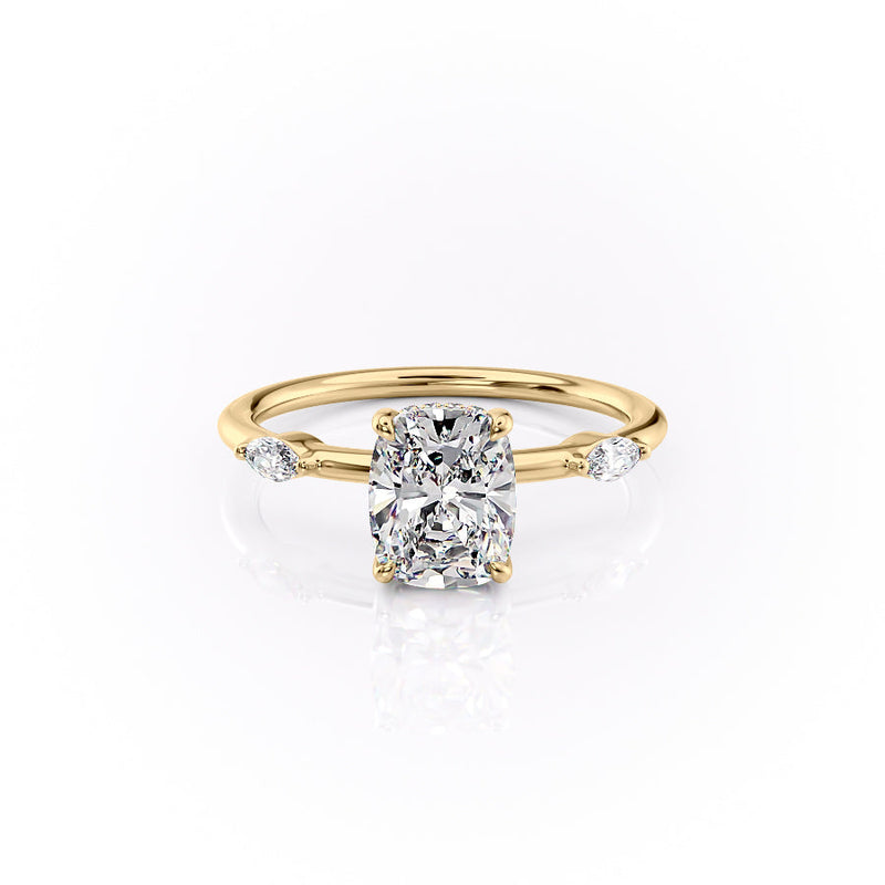 The Nicole Set With A 2 Carat Elongated Cushion Lab Diamond